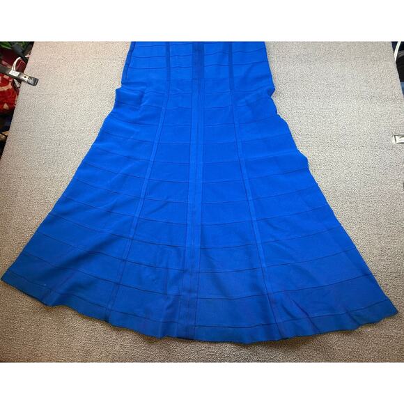Hervé Léger Women's Medium Blue V Neck Dress Gown - Picture 14 of 16